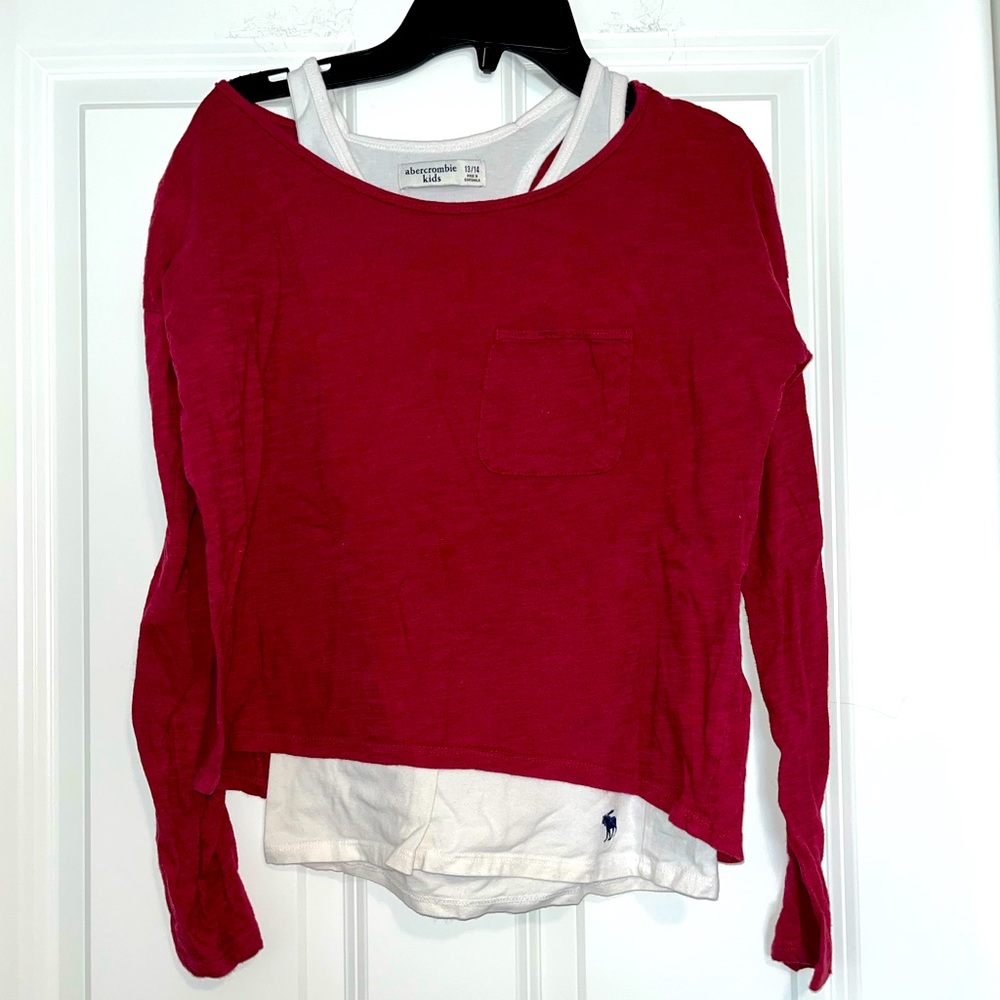 Abercrombie Kids Maroon Long Sleeve TShirt with White Tank Top